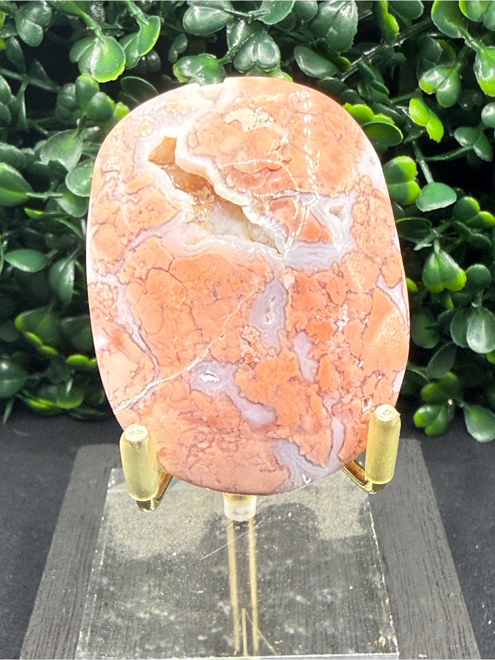 Pink Cotton Candy Agate Druzy Palm Stone